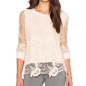 Free People Pretty Rad Crochet Lace Pullover